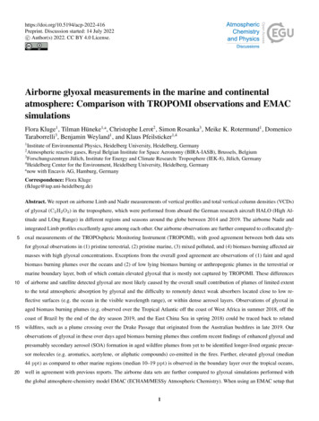 Airborne Glyoxal Measurements In The Marine And Continental Atmosphere .
