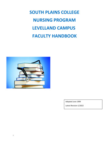 South Plains College Nursing Program Levelland Campus Faculty Handbook