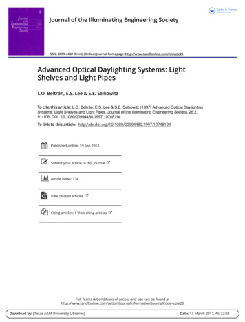Shelves And Light Pipes Advanced Optical Daylighting Systems: Light