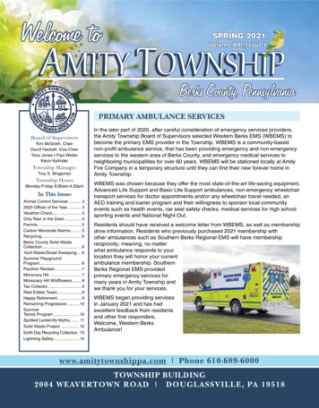 Welcome To SPRING 2021 AMITY TOWNSHIP Volume XXI, Issue I