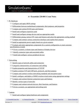 A Essentials 220-801 Cram Notes - Simulationexams 