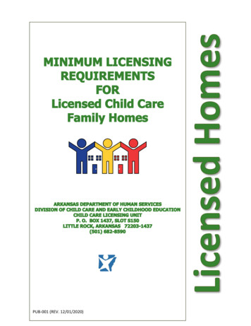 Minimum Licensing Requirements For Licensed Child Care Family Homes