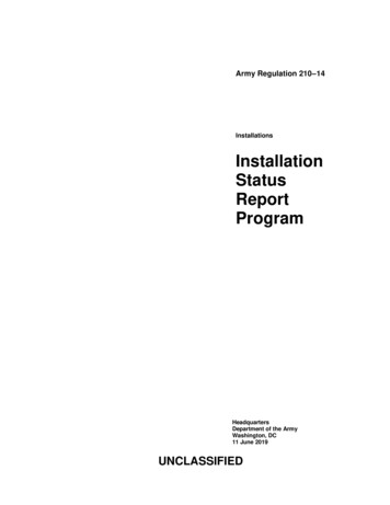 Installation Status Report Program - United States Army