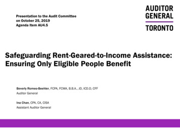 Presentation Slides - Safeguarding Rent-Geared-to-Income . - Toronto