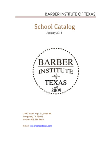 Barber Institute Of Texas School Catalog - Bit.edu