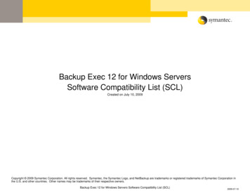 Backup Exec 12 For Windows Servers BREAK Software Compatibility List (SCL)