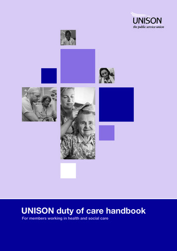 UNISON Duty Of Care Handbook - UNISON National