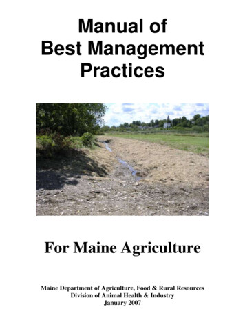 Manual Of Best Management Practices - Maine
