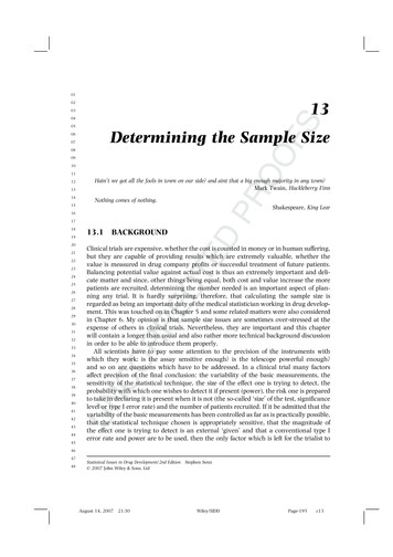 13 Determining The Sample Size - Department Of Statistics