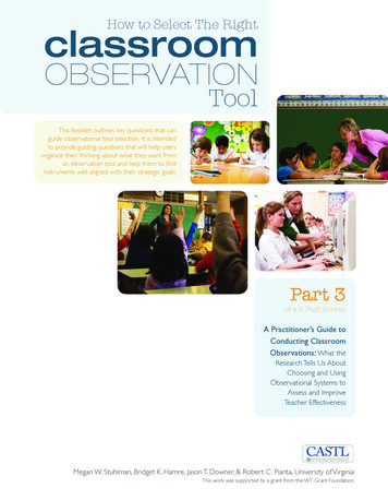 ObservatiOn Tool - Curry School Of Education, University Of Virginia