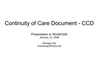 Continuity Of Care Document - CCD - WorldVistA