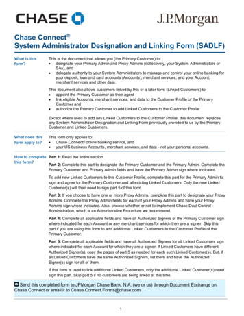Chase Connect : System Administrator Designation And Linking Form (SADLF)