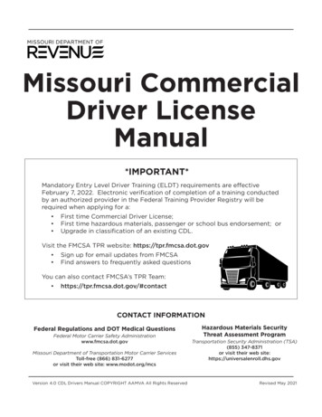 Commercial Driver License Manual - Missouri