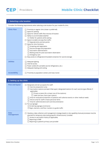 Providers Mobile Clinic Checklist - Centre For Effective Practice