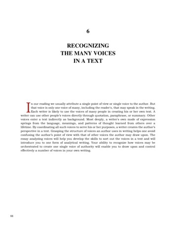 6 RECOGNIZING THE MANY VOICES IN A TEXT - WAC Clearinghouse