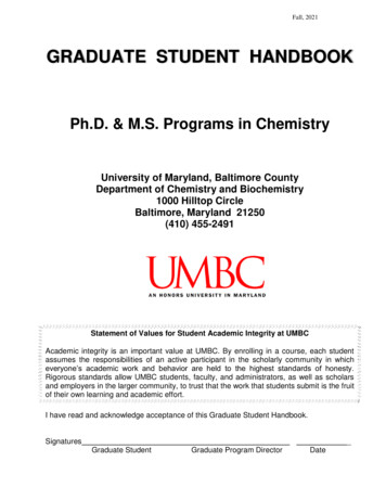 GRADUATE STUDENT HANDBOOK - Chemistry.umbc.edu