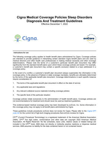 Cigna Medical Coverage Policies Sleep Disorders Diagnosis And . - EviCore