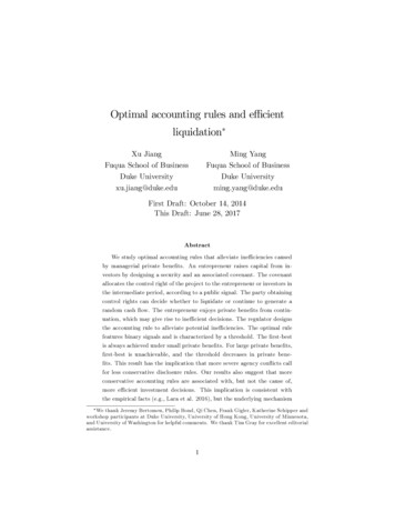 Optimal Accounting Rules And E Cient Liquidation - Duke University
