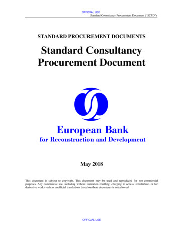 STANDARD PROCUREMENT DOCUMENTS Standard Consultancy Procurement Document