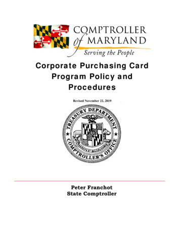 Corporate Purchasing Card Program Policy And Procedures - Marylandtaxes.gov