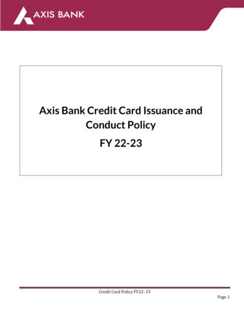 Axis Bank Credit Card Issuance And Conduct Policy FY 22-23