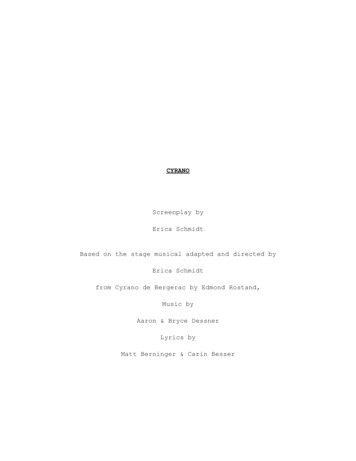 CYRANO Screenplay By Erica Schmidt From Cyrano De Bergerac . - Deadline
