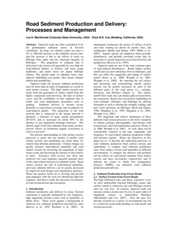 Road Sediment Production And Delivery: Processes And Management