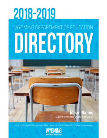 WDE Education Directory - Wyoming Department Of Education