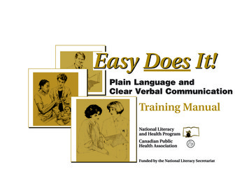 Easy Does It! Plain Language And Clear Verbal Communication . - CDÉACF