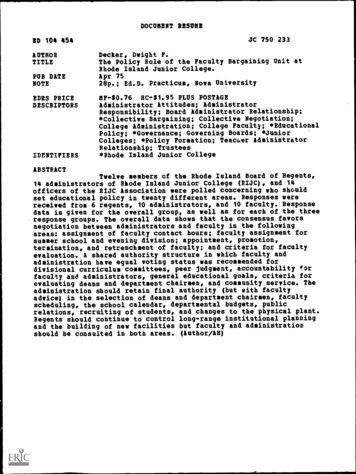 DOCUMENT RESUME JC 750 233 Decker, Dwight F. The Policy Role Of . - Ed