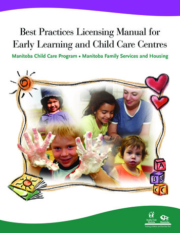 Best Practices Licensing Manual For Early Learning And Child Care Centres