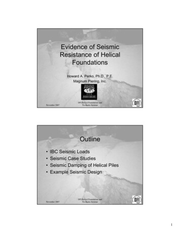 Evidence Of Seismic Resistance Of Helical Foundations