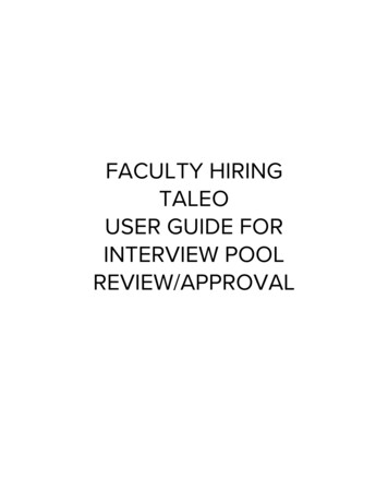 Faculty Hiring Taleo User Guide For Interview Pool Review/Approval