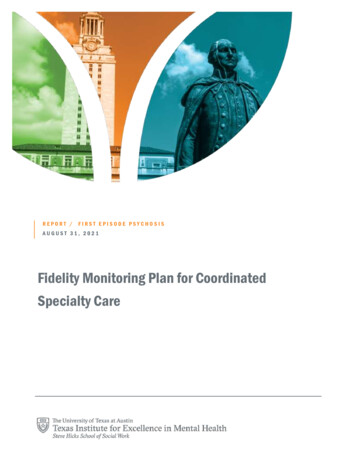 Fidelity Monitoring Plan For Coordinated Specialty Care
