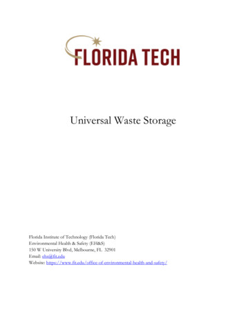 Universal Waste Storage - Florida Institute Of Technology