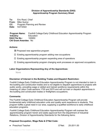 Foothill College Early Childhood Education Apprenticeship Program