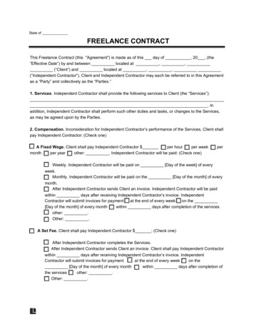 State Of FREELANCE CONTRACT - Legal Templates