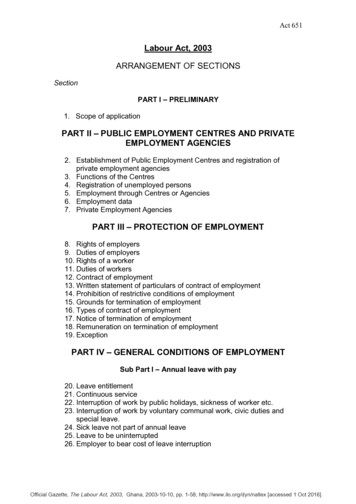 Labour Act, 2003 - International Labour Organization