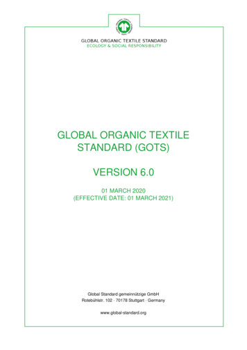 Global Organic Textile Standard (Gots) Version 6
