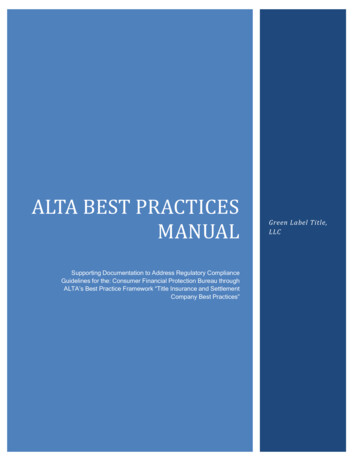 Alta Best Practices Manual - Green Label Title