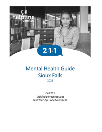 ABOUT THE SIOUX FALLS MENTAL HEALTH GUIDE - Helpline Center