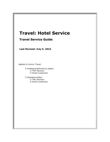 Travel: Hotel Service Travel Service Guide - Concur Training