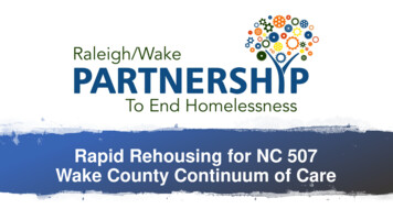 Rapid Rehousing For NC 507 Wake County Continuum Of Care