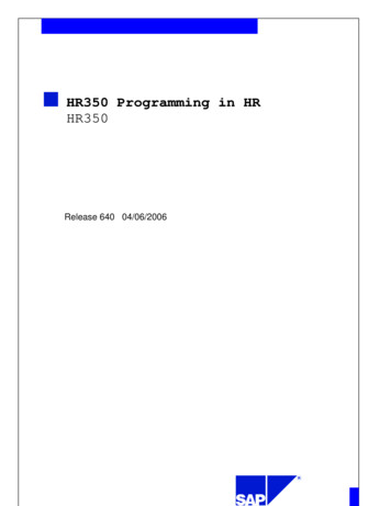 HR350 Programming In HR HR350 - Knowasap
