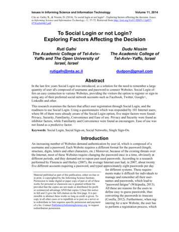 To Social Login Or Not Login? - Exploring Factors Affecting The Decision