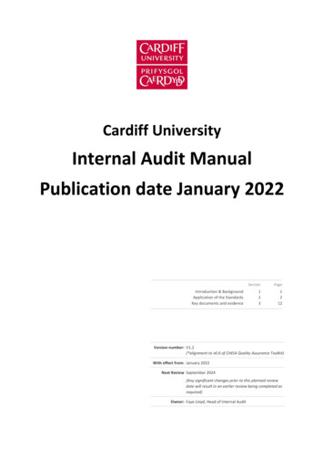 Internal Audit Manual Publication Date January 2022 - Cardiff University