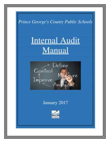 Internal Audit Manual - Prince George's County Public Schools