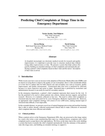 Predicting Chief Complaints At Triage Time In The Emergency Department