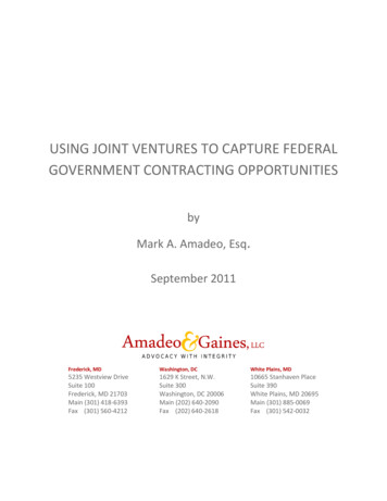 Using Joint Ventures To Capture Federal Government Contracting .