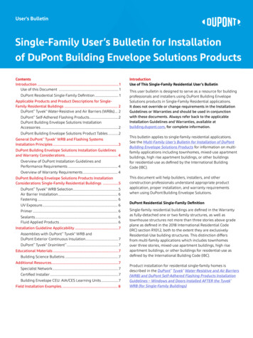 Single-Family User's Bulletin For Installation Of DuPont Building .
